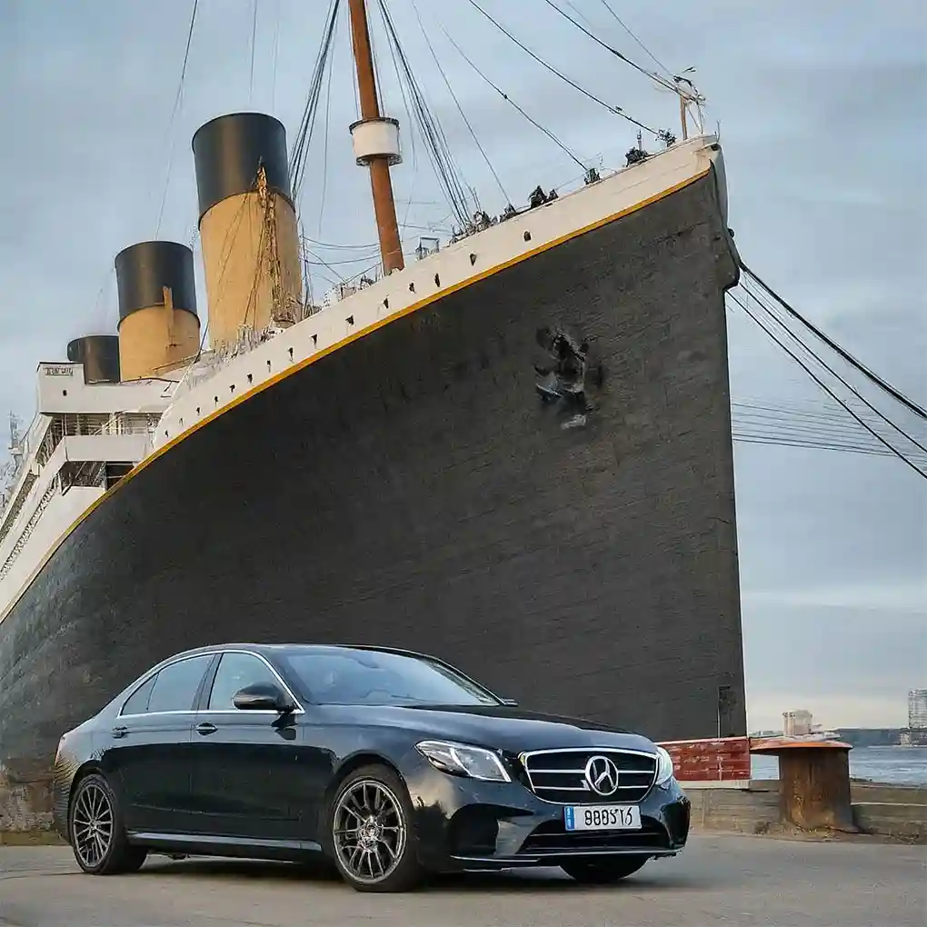 Titanic Belfast with Mercedes chauffeur car